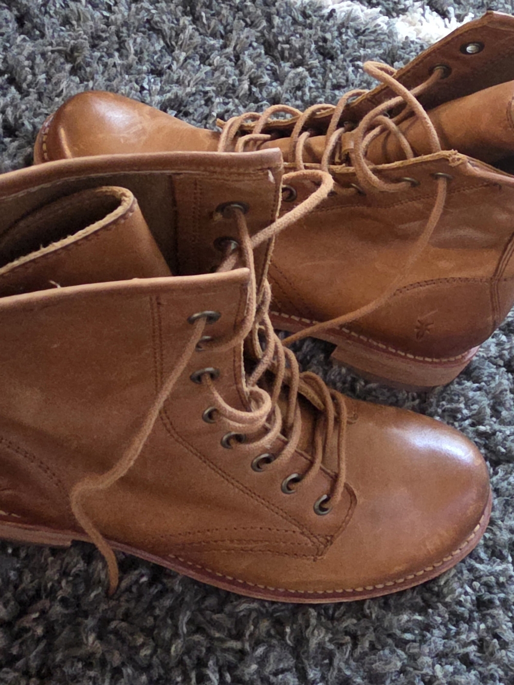 Frye Veronica Combat Leather Boots Women’s Size 8.5 Caramel Brown - Picture 6 of 15